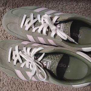 Adidas Women's Olive and Pink Sneakers
